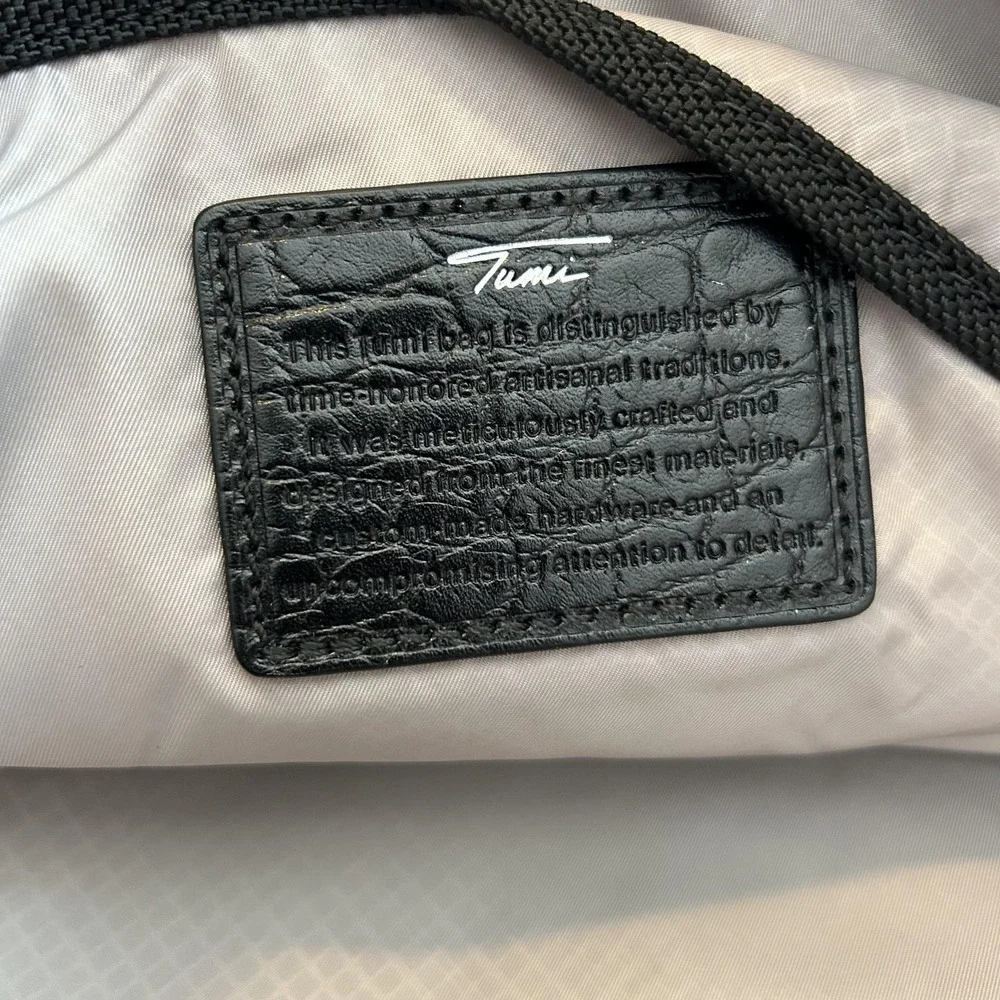 TUMI Black Ballistic Nylon Croc Embossed Leather Laptop Briefcase Bag